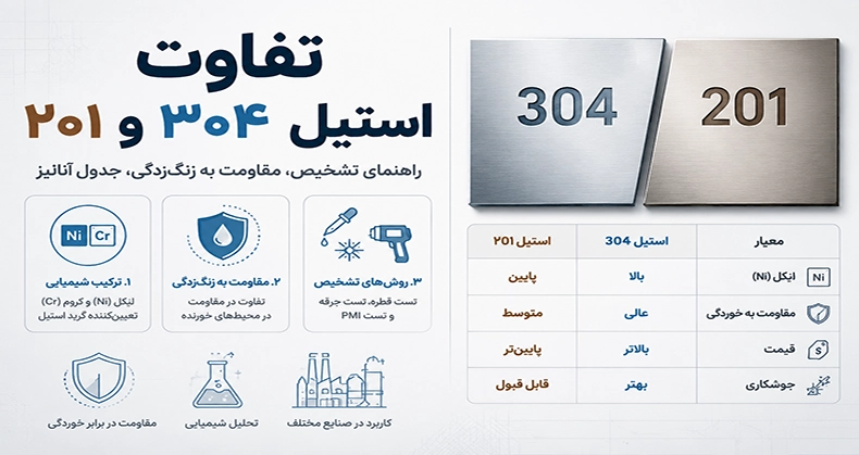 تشخیص استیل ۳۰۴ از ۲۰۱